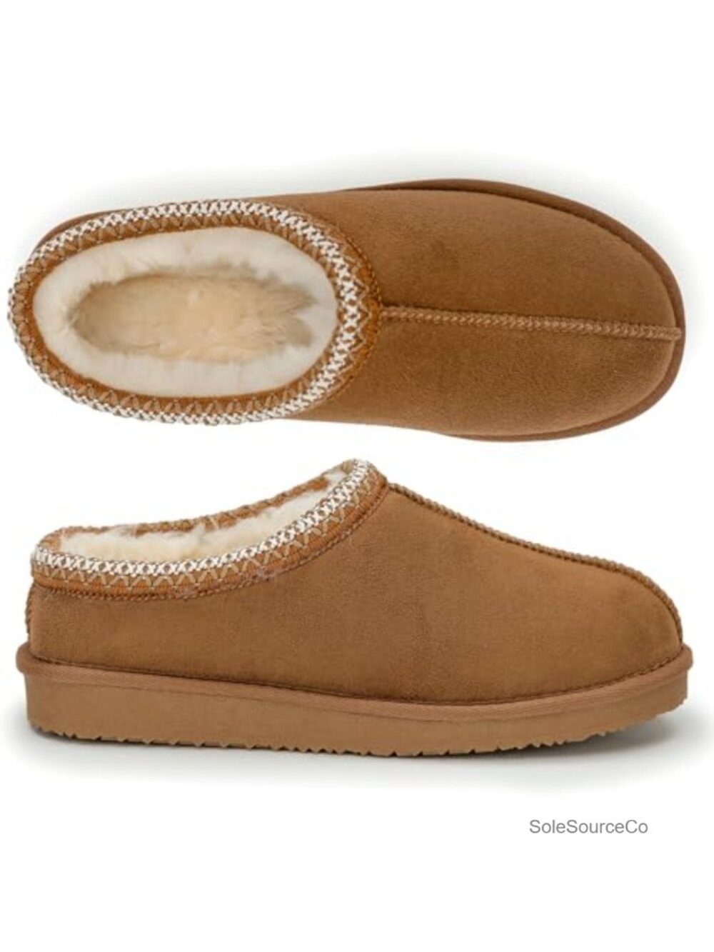 Faux Suede Shearling Lined Slippers Women Memory Foam Indoor Outdoor House